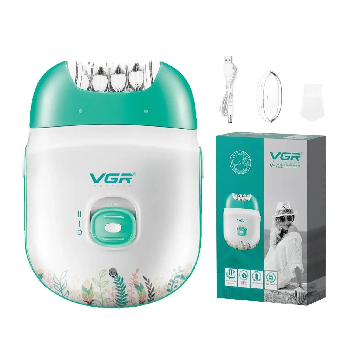 VGR V-726 Wet & Dry Compact Professional Cordless Women Epilator VGR