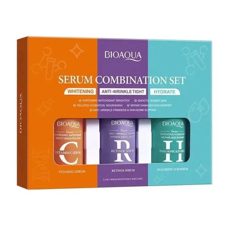 Bioaqua 3‑in‑1 Whitening Anti‑Wrinkle Hyaluronic Acid Serum - 30ml Each Bioaqua