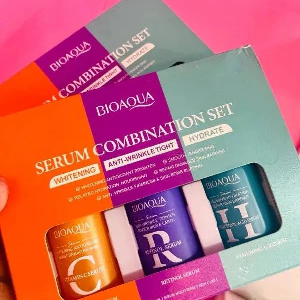 Bioaqua 3‑in‑1 Whitening Anti‑Wrinkle Hyaluronic Acid Serum - 30ml Each Bioaqua