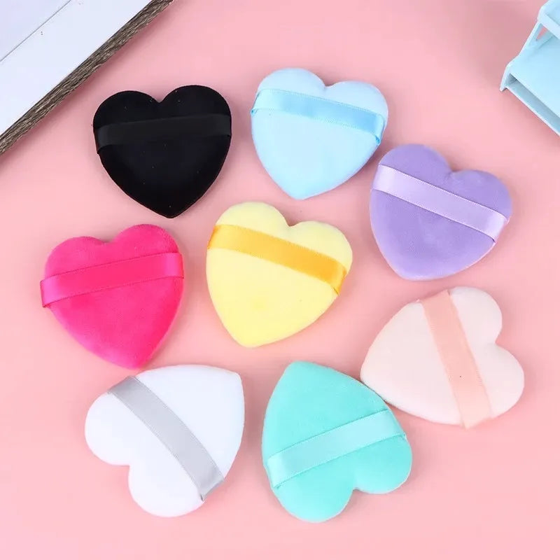 Kiss Lovely 5 PC Cute Soft Heart Shaped Velvet Powder Puff Kiss lovely