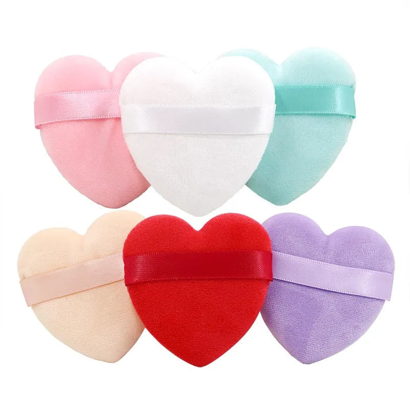 Kiss Lovely 5 PC Cute Soft Heart Shaped Velvet Powder Puff Kiss lovely