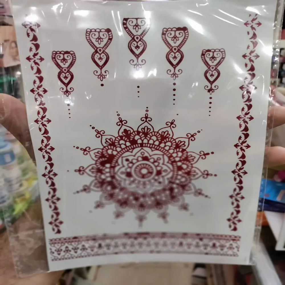 Waterproof Mehndi Tattoo Stickers – Red Henna Designs Cosmia.pk