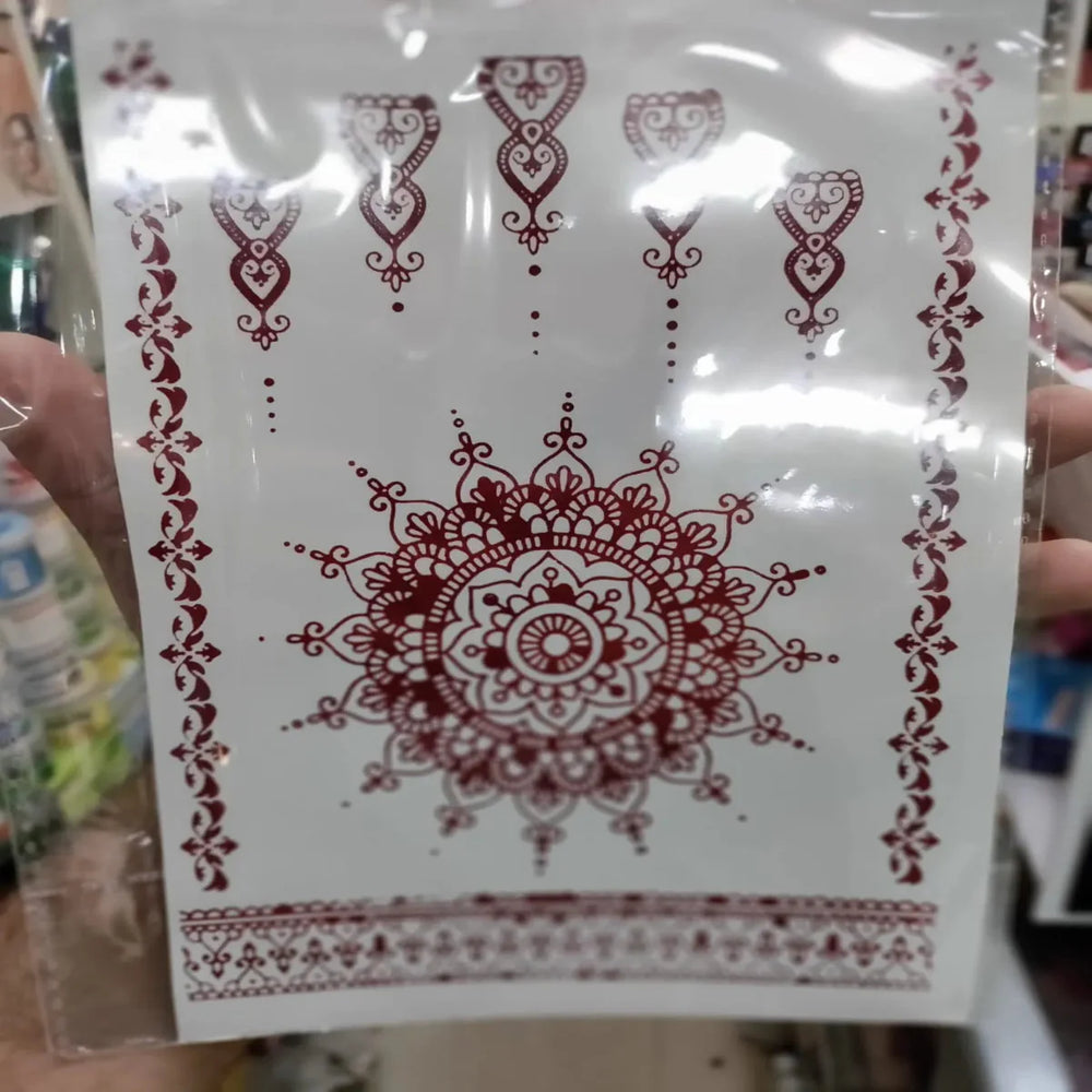Waterproof Mehndi Tattoo Stickers – Red Henna Designs Cosmia.pk