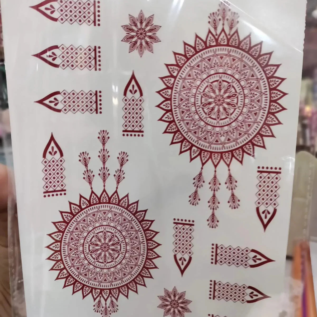 Waterproof Mehndi Tattoo Stickers – Red Henna Designs Cosmia.pk