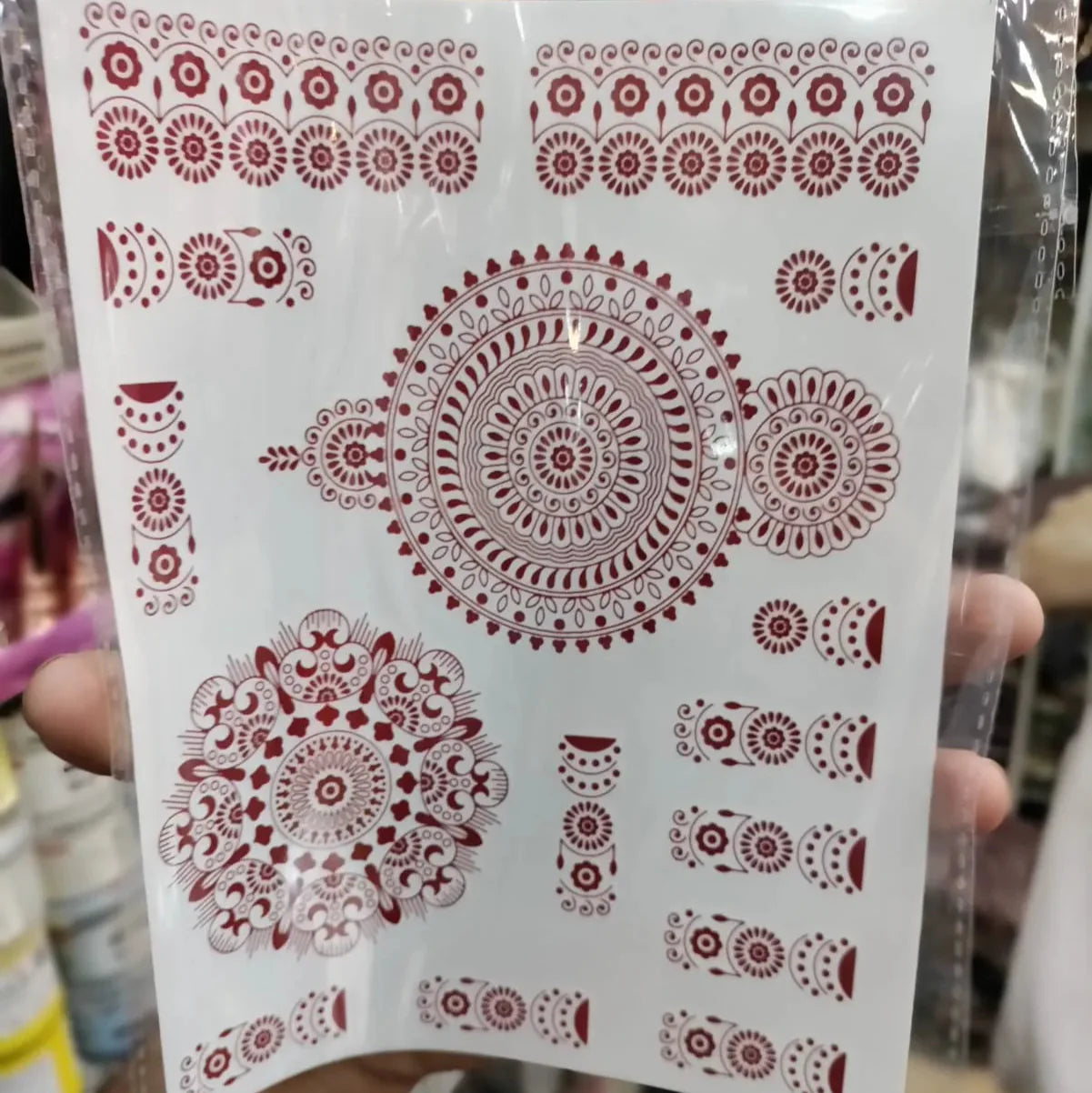 Waterproof Mehndi Tattoo Stickers – Red Henna Designs Cosmia.pk