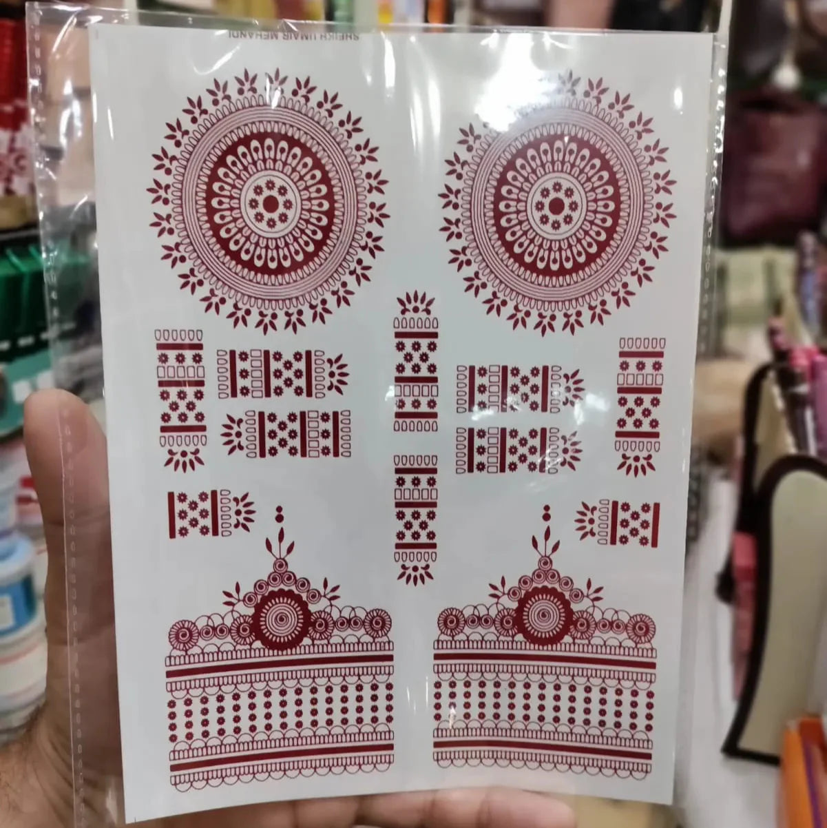 Waterproof Mehndi Tattoo Stickers – Red Henna Designs Cosmia.pk