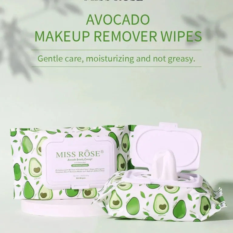 Miss Rose Avocado Beauty Concept Facial Cleansing Wipes – 80 Pcs Miss Rose