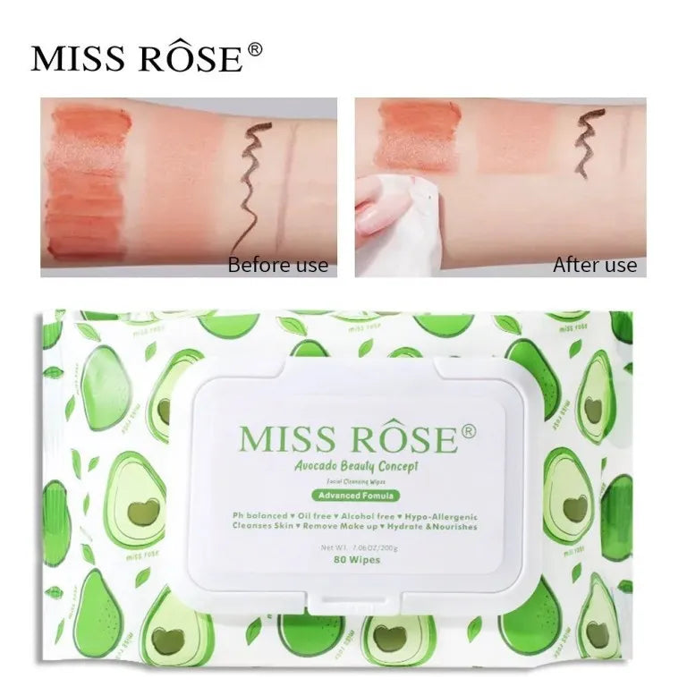 Miss Rose Avocado Beauty Concept Facial Cleansing Wipes – 80 Pcs Miss Rose