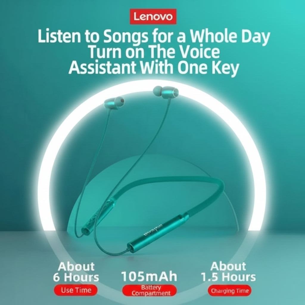 Lenovo HE05X Wireless Bluetooth Neckband Earphones Lenovo