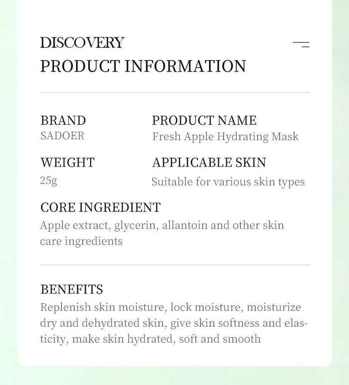Sadoer Botany And Fruits Fresh Apple Hydrating Face Sheet Mask - 25g Sadoer