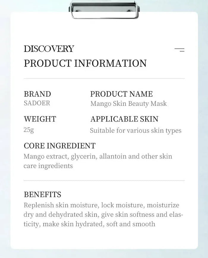 Sadoer Botany And Fruits Mango Hydrating Face Sheet Mask - 25g Sadoer
