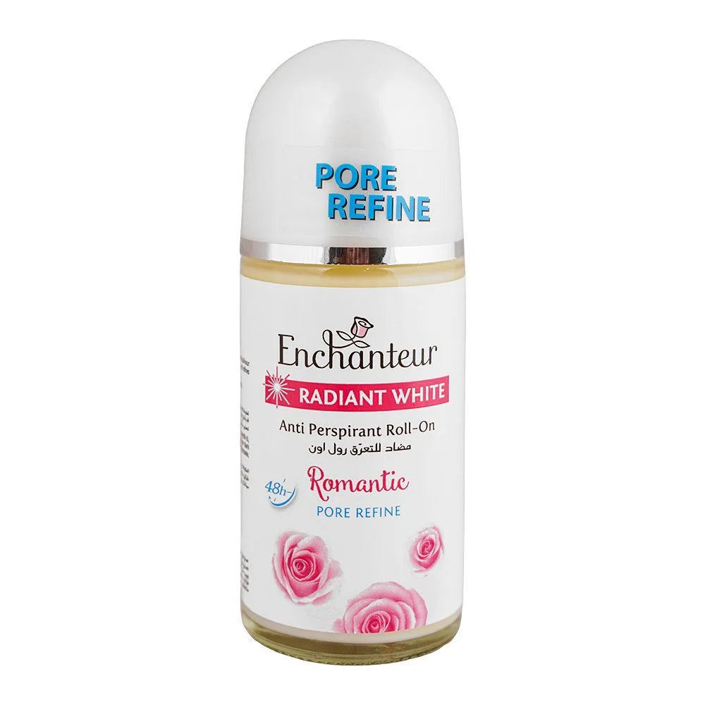Enchanteur Radiant White Pore Refine Romantic Roll-On For Women, 48 Hours Lasting, Anti-Perspirant - 50ml Enchanteur