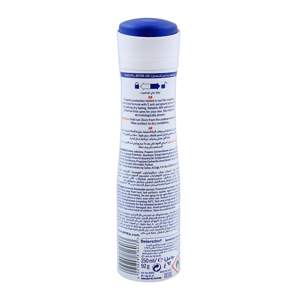 Nivea 48H Dry Comfort, Quick Dry, Deodorant Spray - 150ml Nivea