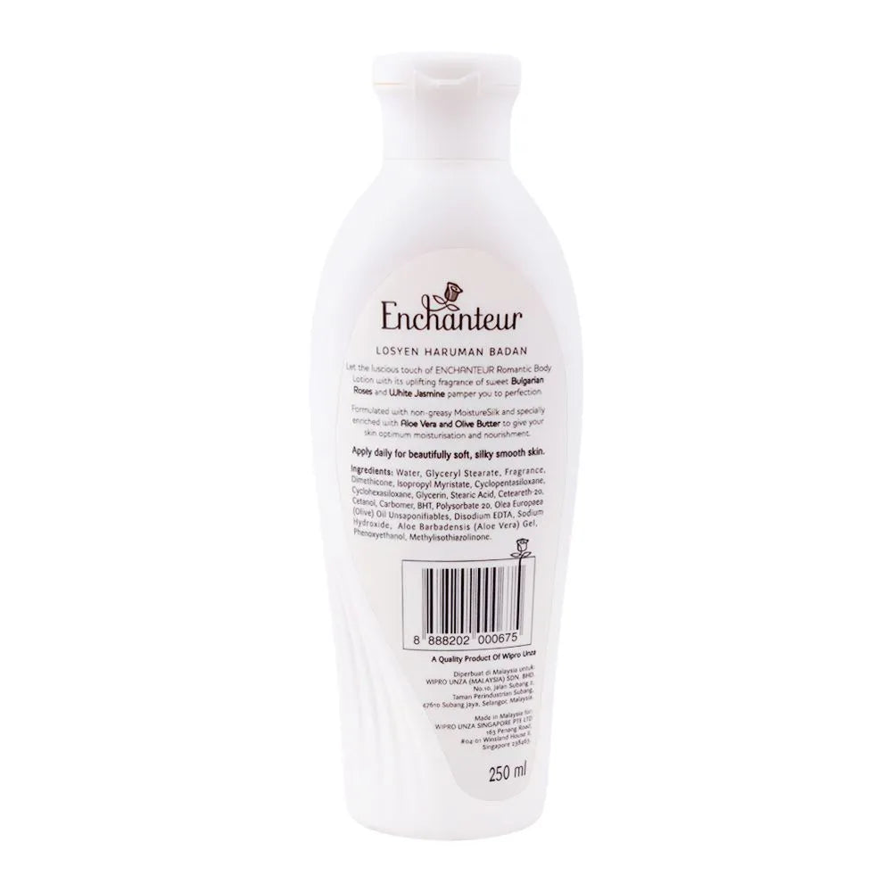 Enchanteur Romantic Moisture Silk Perfumed Body Lotion, Aloe Vera & Olive Butter - 250ml Enchanteur