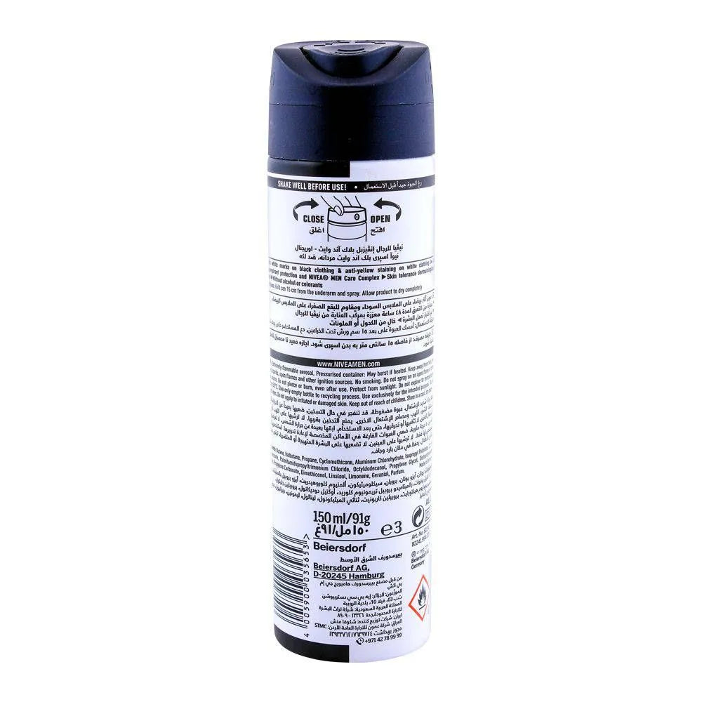 Nivea Men 48H Invisible Original Deodorant Spray, For Black & White - 150ml Nivea