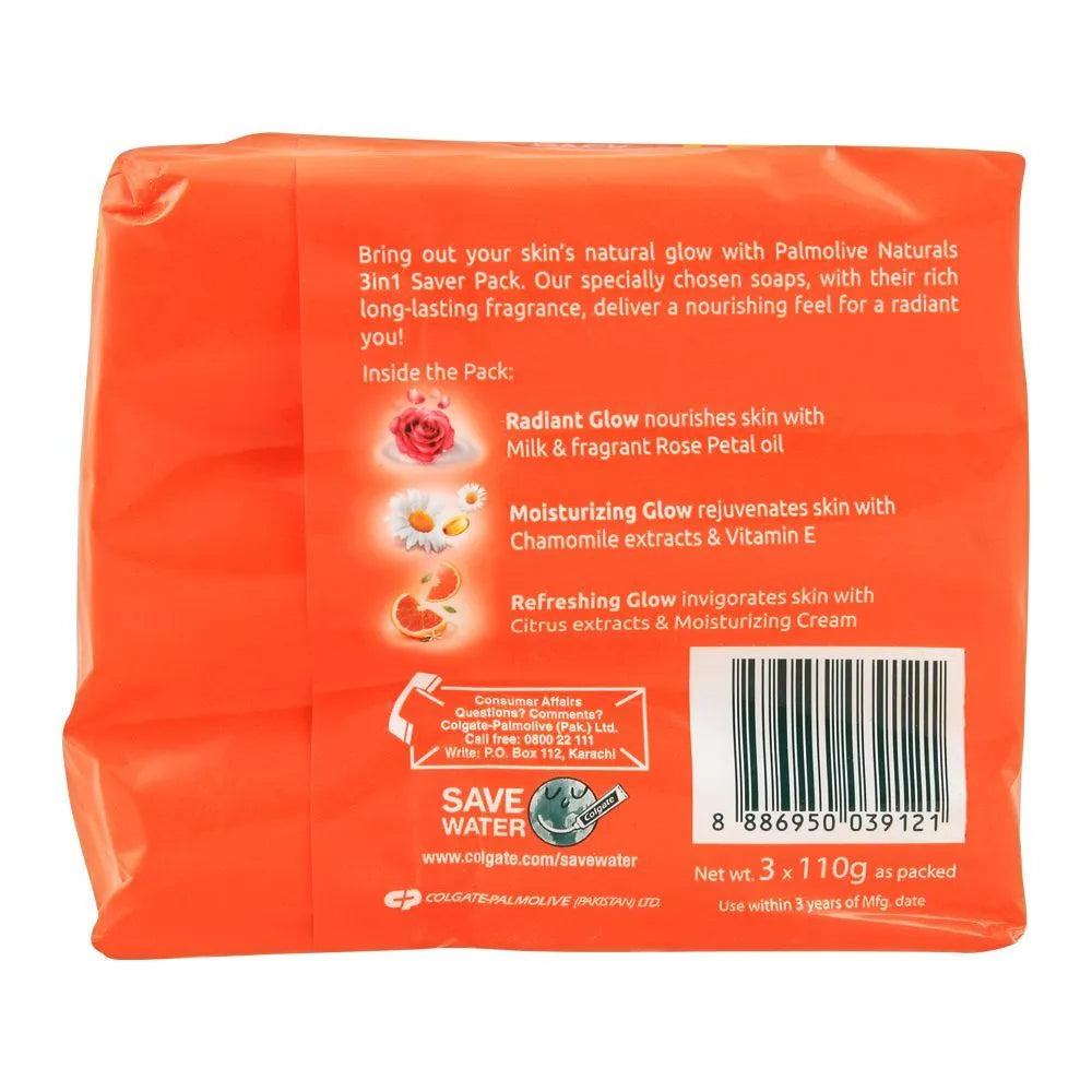 Palmolive Naturals Glow Soap, 3-In-One Pack, 3X145g Palmolive
