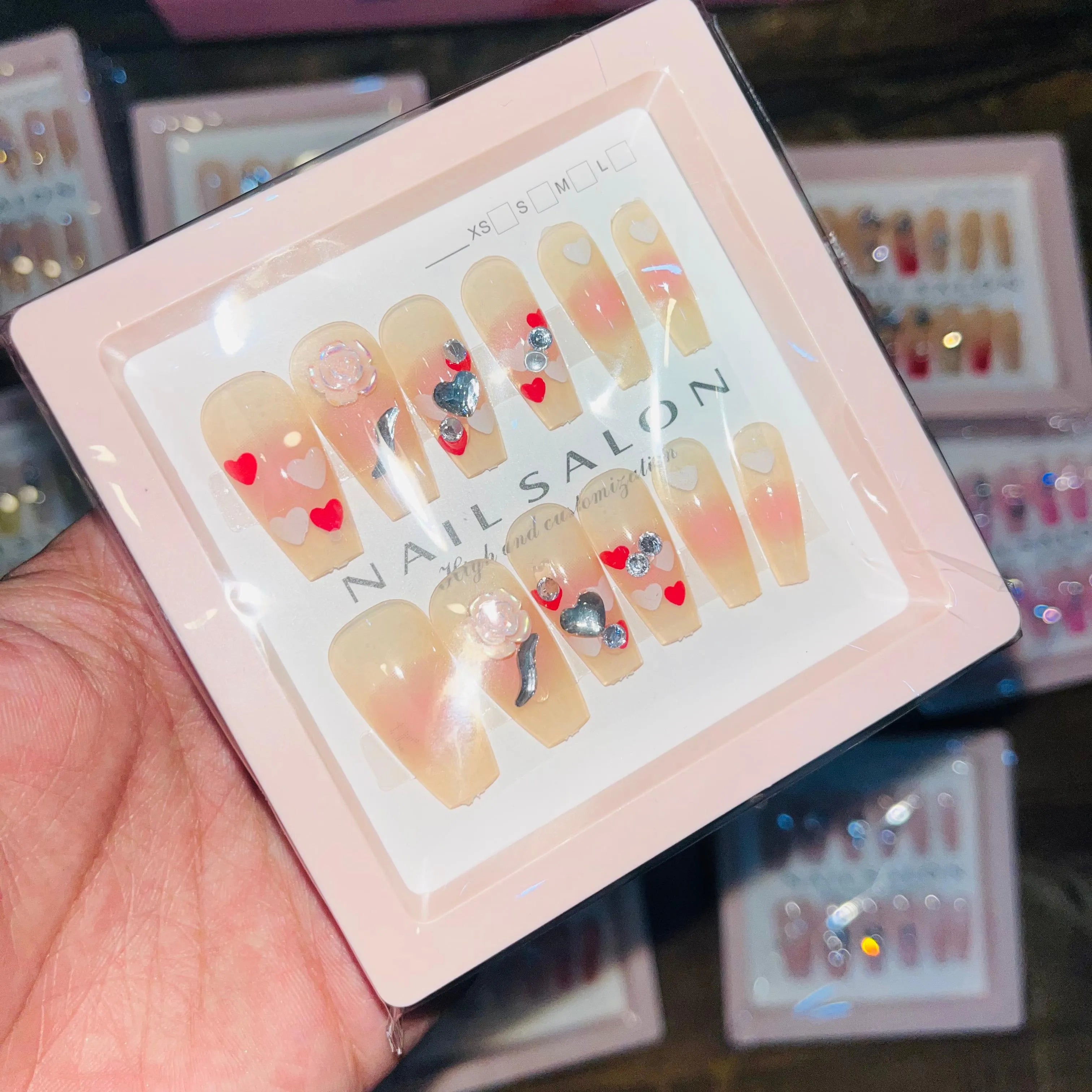Salon Look Stylish Artifical Nails With Free Stickers(12 Pcs) Cosmia.pk