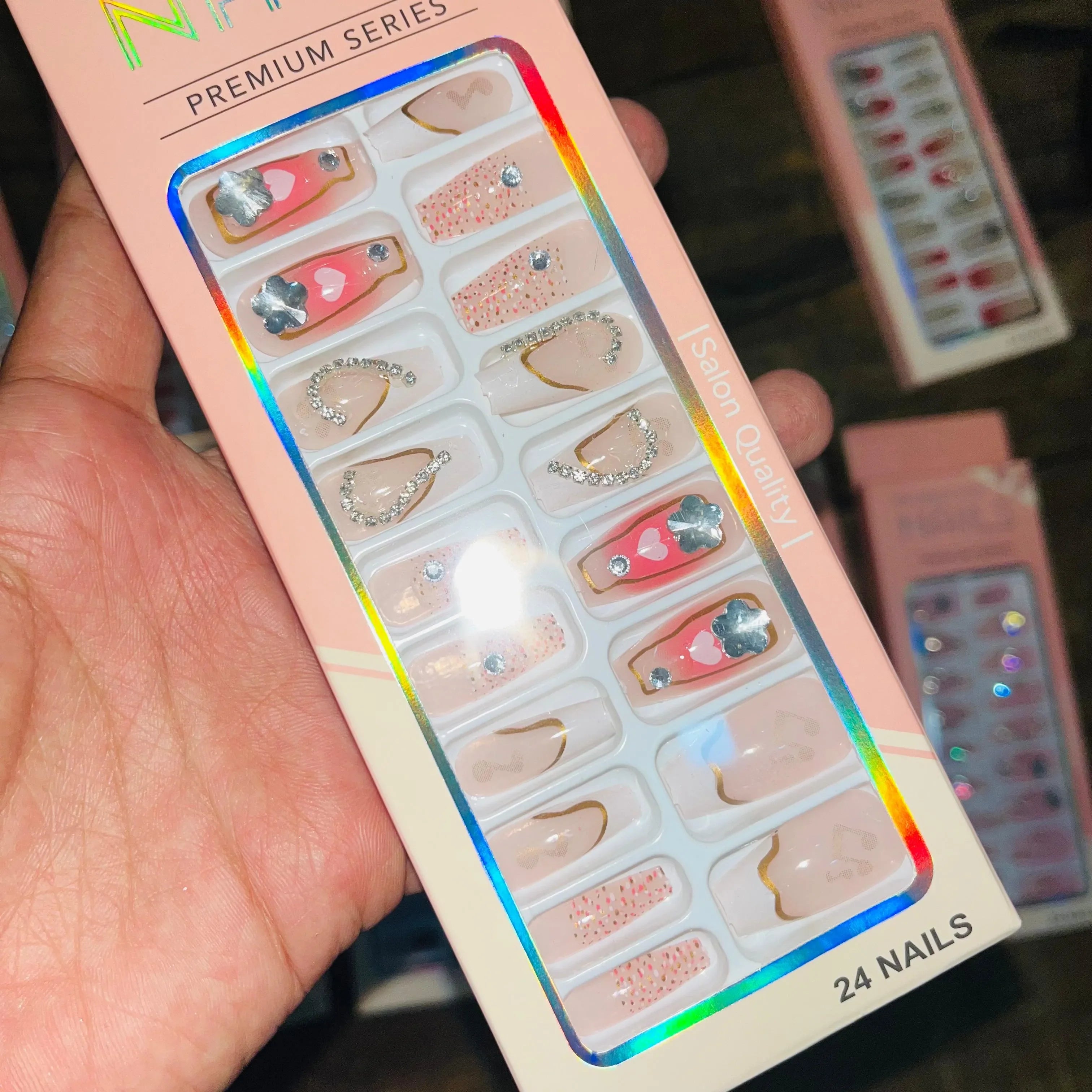 Professional Premium Series Artifical Nails With Free Stickers (24Pcs) Cosmia.pk