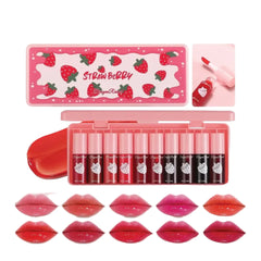 10 Pcs Dragon Strawberry Liptint+ Lipgloss Dragon Ranee
