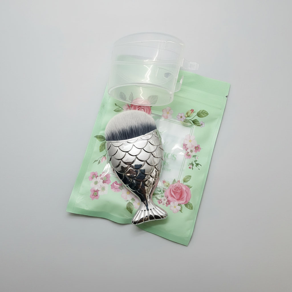 Silver-Colored Fish-Tail Mermaid Makeup Brush Cosmia.pk