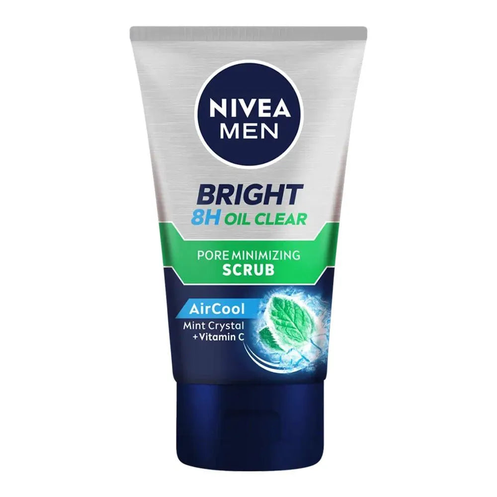 Nivea Men Bright Oil Clear Pore Minimizing Scrub, Air Cool Mint Nivea