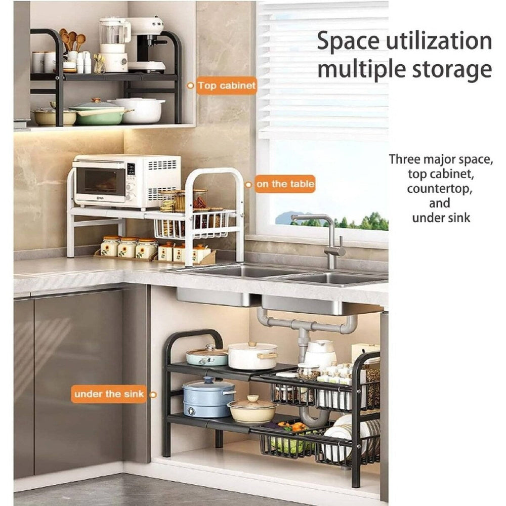 Extendable Under Sink Storage Rack with Baskets Cosmia.pk
