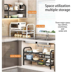 Extendable Under Sink Storage Rack with Baskets Cosmia.pk