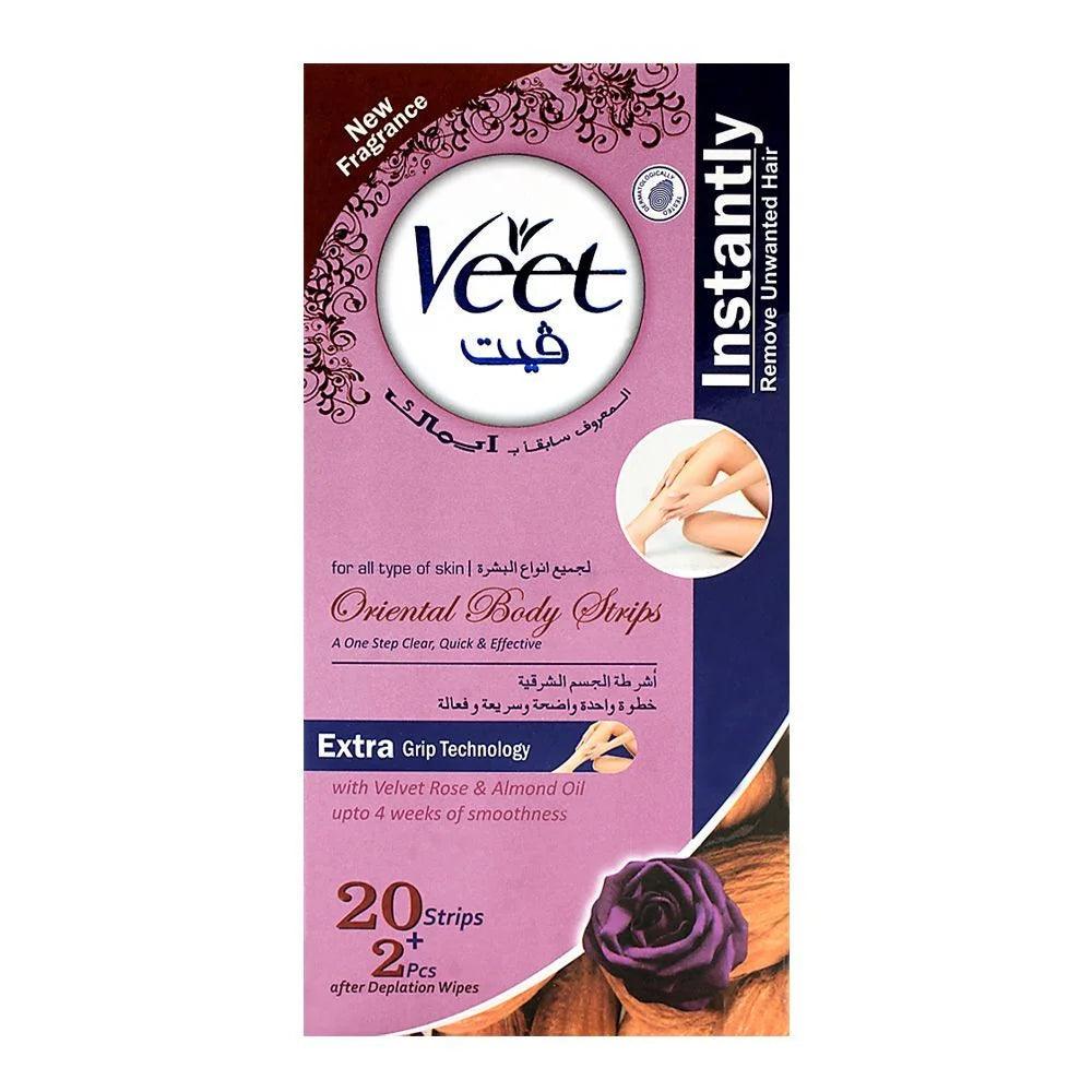 Veet Oriental Velvet Rose & Almond Oil Body Strips 20+2-Pack (Imported) Veet