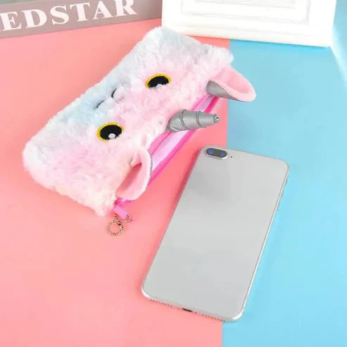 Unicorn Plush | Fur Pencil Pouch Cosmia.pk