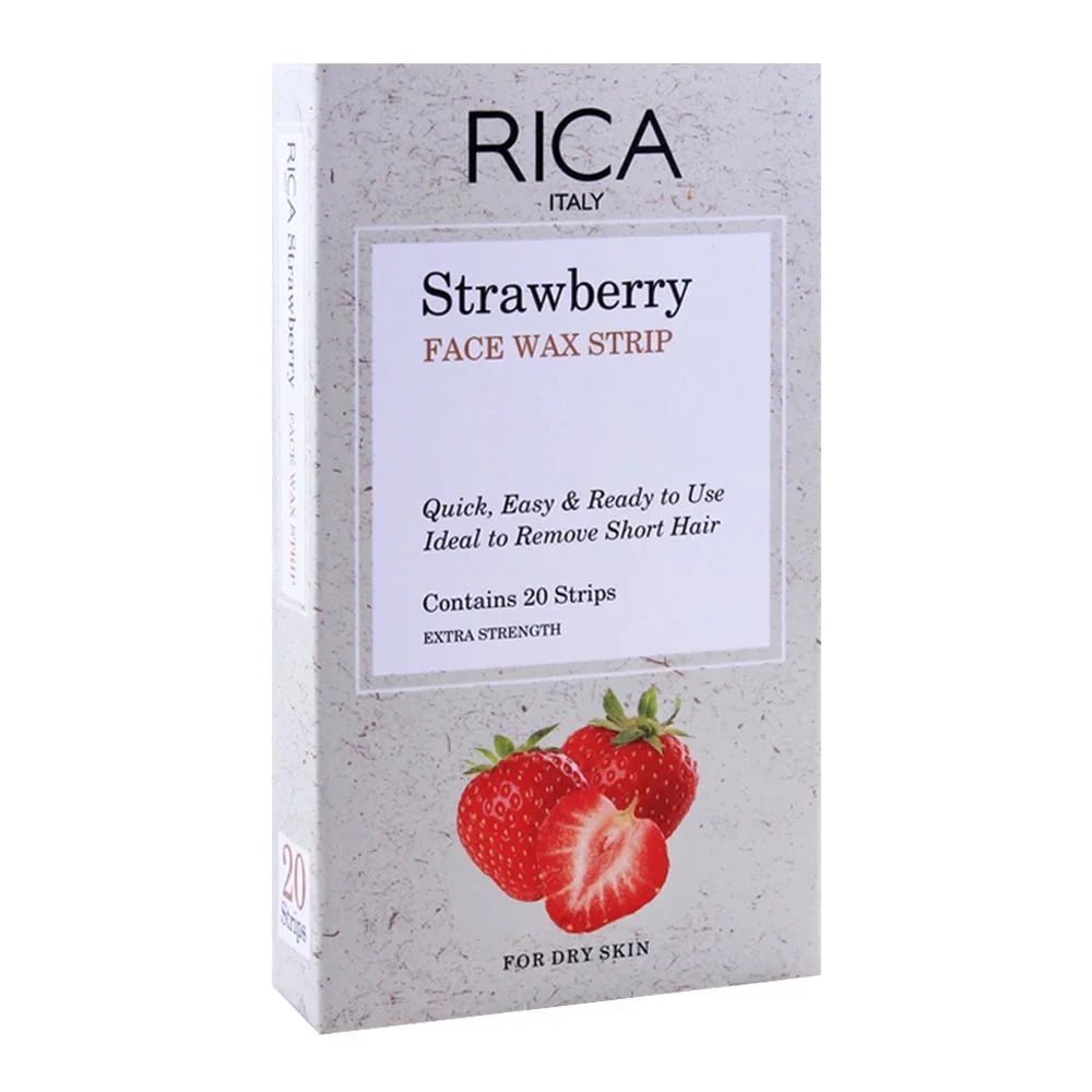 Rica Strawberry Face Wax Strip, 20-Pack, For Dry Skin rica