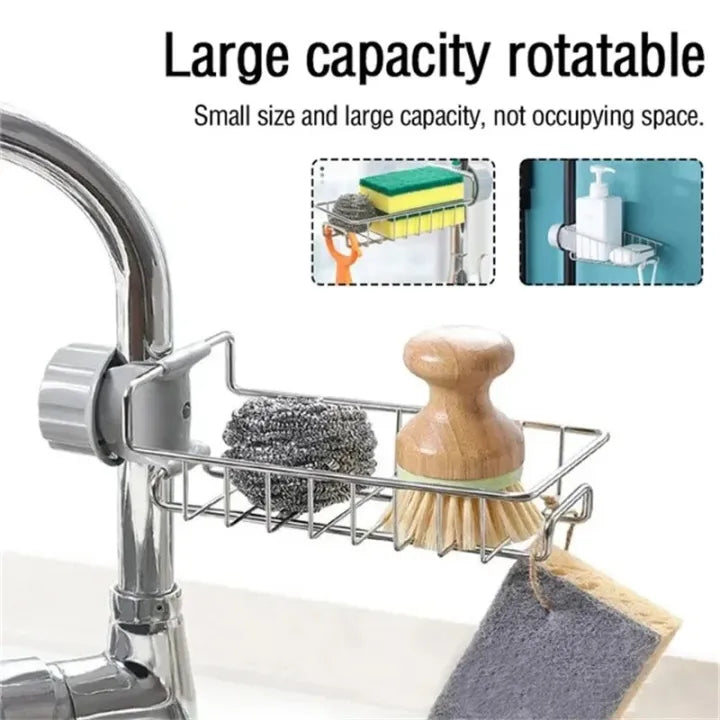 Rotatable Stainless Steel Sink Drainer & Storage Rack Cosmia.pk