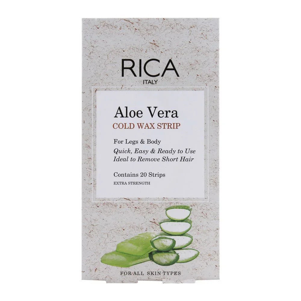 Rica Aloe Vera Cold Wax Strip, Legs & Body, All Skin Types, 20-Pack rica