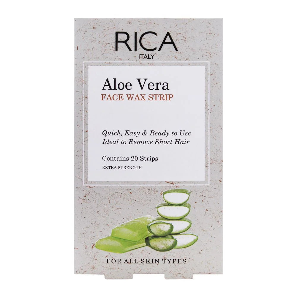 RICA Aloe Vera Cold Face Wax Strip, All Skin Types, 20-Pack rica