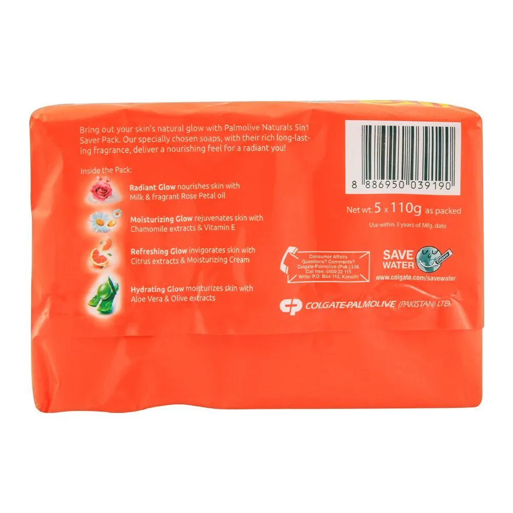 Palmolive Naturals Refreshing Glow Soap, 5-In-One Pack, 5x110g Palmolive
