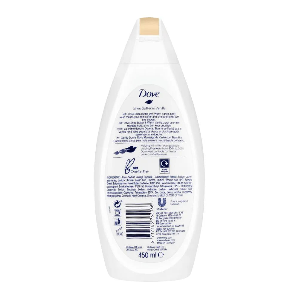Dove Shea Butter & Vanilla Body Wash, Sulfate Free - 450ml Dove