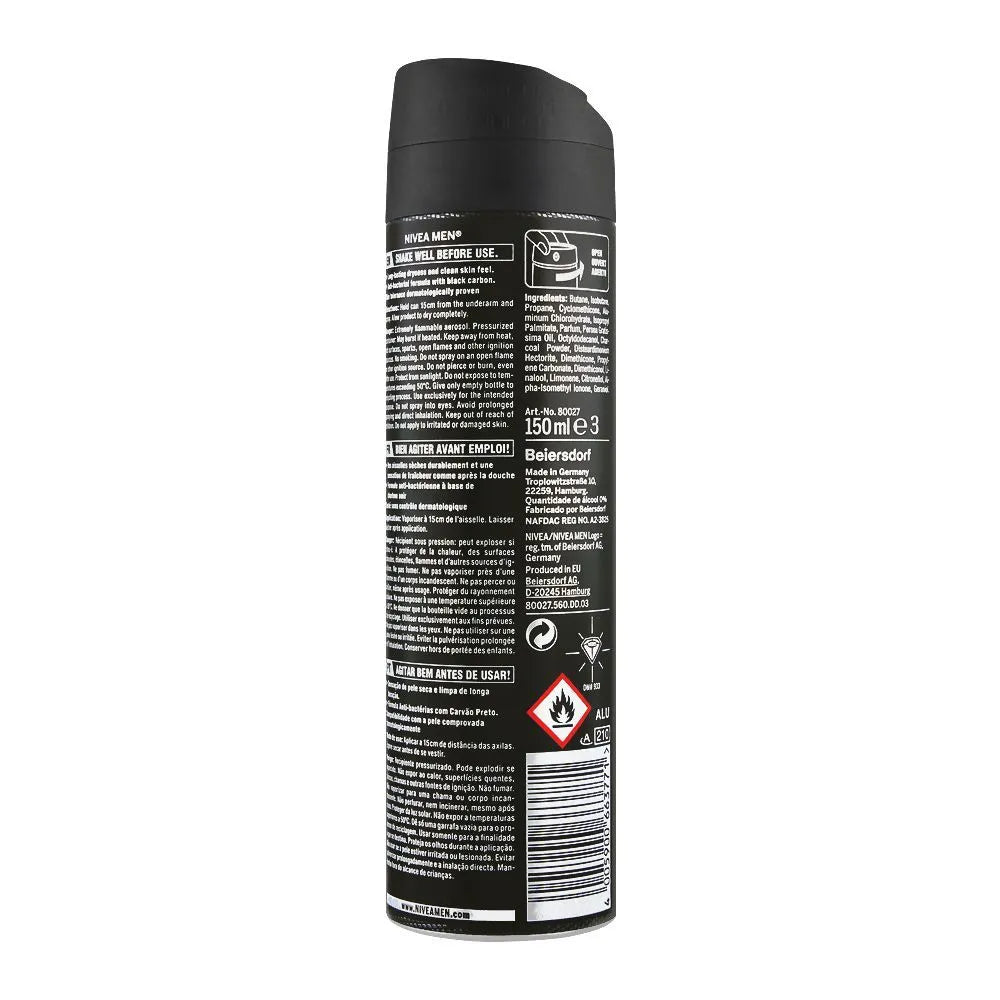 Nivea Men 48H Deep Dry & Clean Feel Anti-Perspirant Deodorant Body Spray - 150ml Nivea