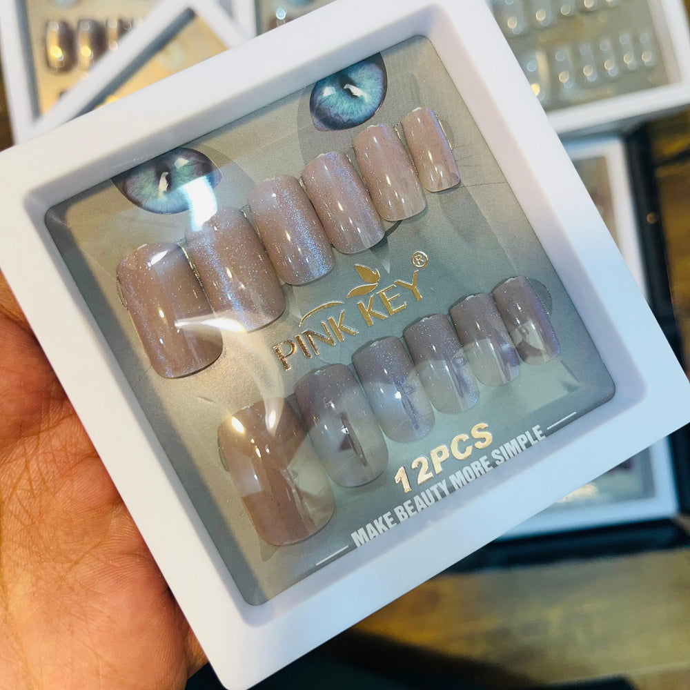 Pink key Stylish Shiny Artifical Nails (12 Pcs) PINK KEY