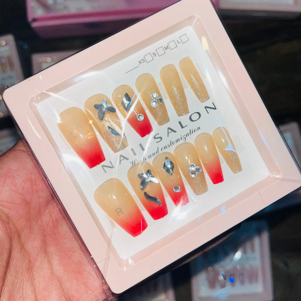 Salon Look Stylish Artifical Nails With Free Stickers(12 Pcs) Cosmia.pk