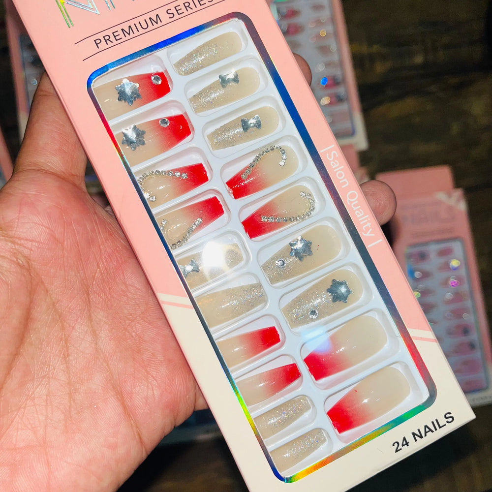 Professional Premium Series Artifical Nails With Free Stickers (24Pcs) Cosmia.pk