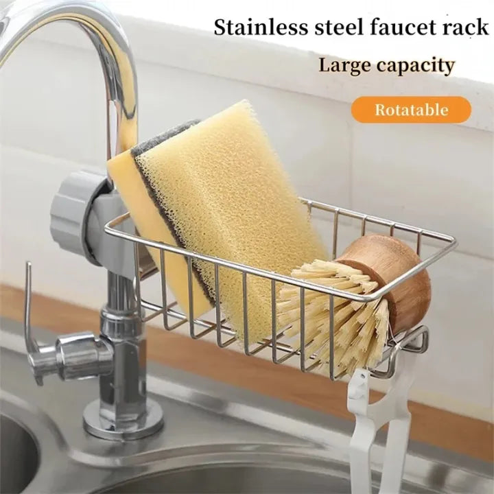 Rotatable Stainless Steel Sink Drainer & Storage Rack Cosmia.pk