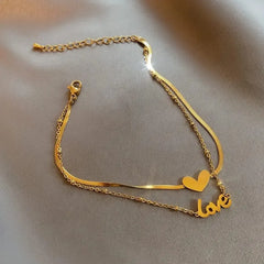 Double-Layer LOVE Heart Anklet Cosmia