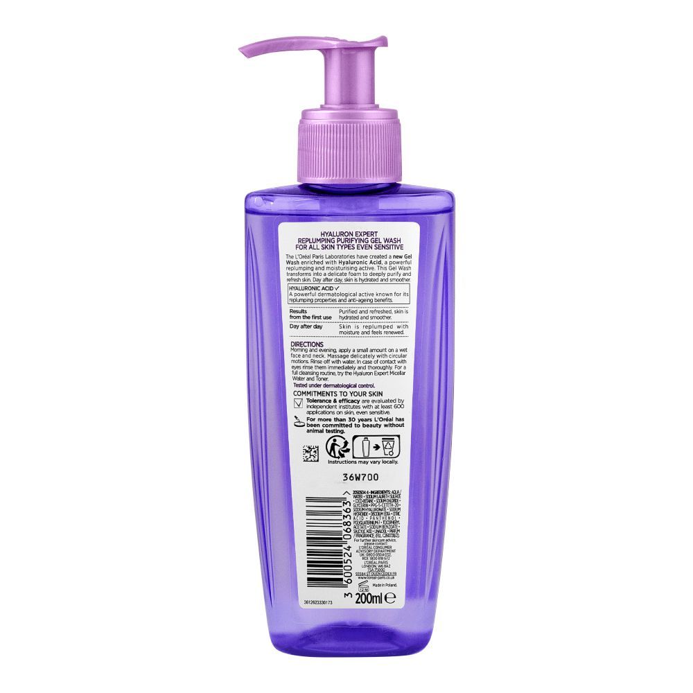 L'Oreal Paris Hyaluron Expert Repluming Purifying Gel Wash - 200ml Loreal Paris