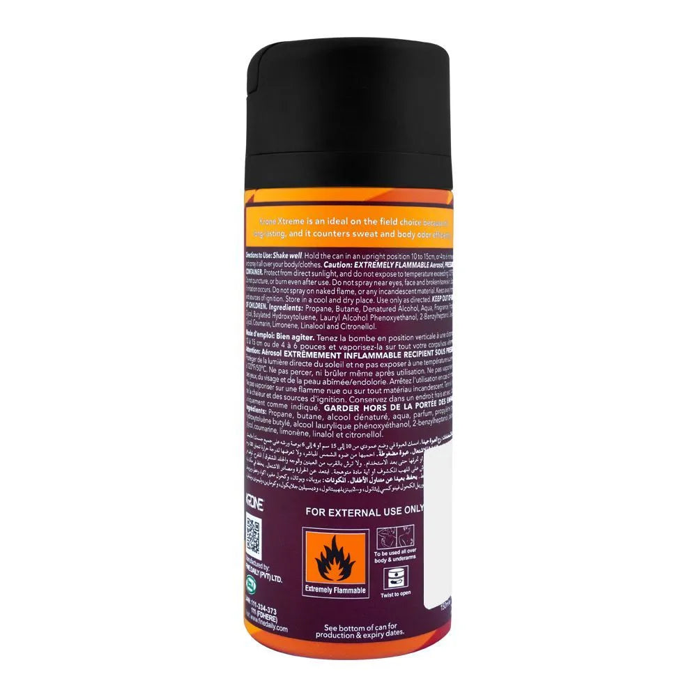 Krone Xtreme Energize Body Spray, For Men - 150ml Krone