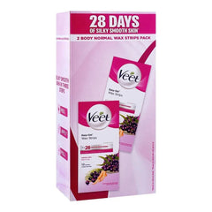 Veet Easy-Gelwax Shea Butter & Acai Berries Scent Normal Skin Body + Face Wax Strips Pack, Veet