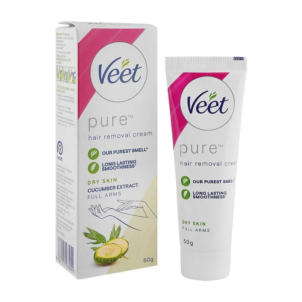 Veet Pure Cucumber Extract Dry Skin Hair Removal Cream - 50g Full Arms Veet