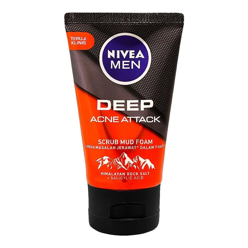 Nivea Men Deep Acne Attack Scrub Mud Foam - 100ml Nivea