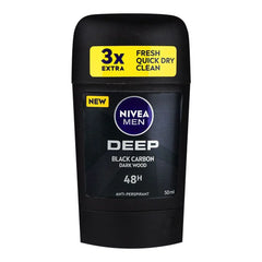 Nivea Men Deep Black Carbon Dark Wood Antiperspirant Deodorant Stick Nivea