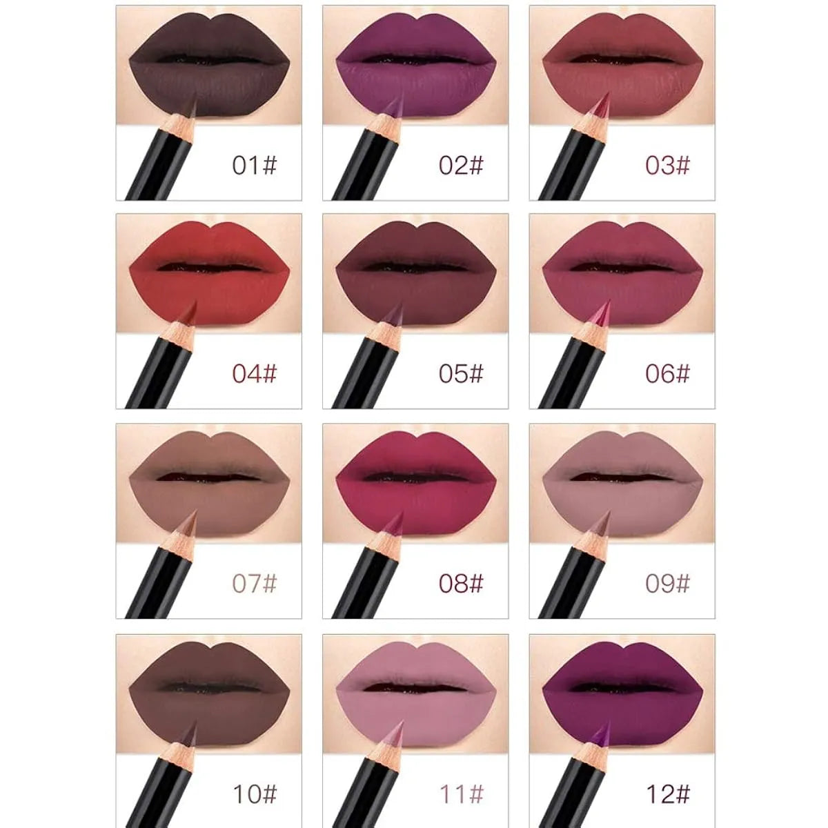 Nice Face 12 Colors Matte Lip Liner Pencil Set Nice Face