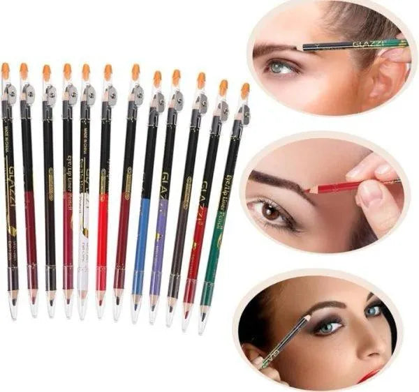 12 Pcs Double Head Lip Liner and Eye Liner Pencils Set Cosmia.pk