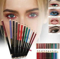 12 Pcs Double Head Lip Liner and Eye Liner Pencils Set Cosmia.pk